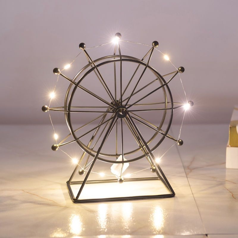 Kovani metalni ukrasni predmet za stol, ured ili spavaću sobu – rotirajući Ferris Wheel dekor