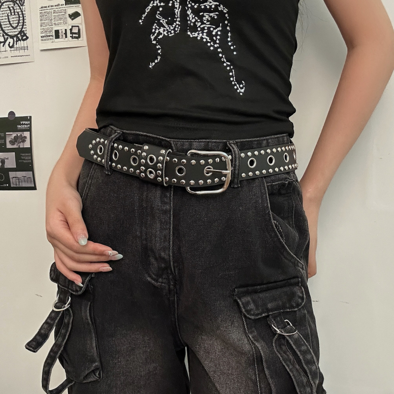 Kožni pojas od umjetne kože s kontrastnim nitima, punk-hip-hop stil, unisex, svakodnevni streetwear, 110 cm