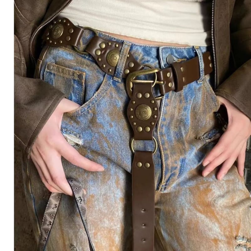 Kožni pojas od umjetne kože s kontrastnim nitima, punk-hip-hop stil, unisex, svakodnevni streetwear, 110 cm