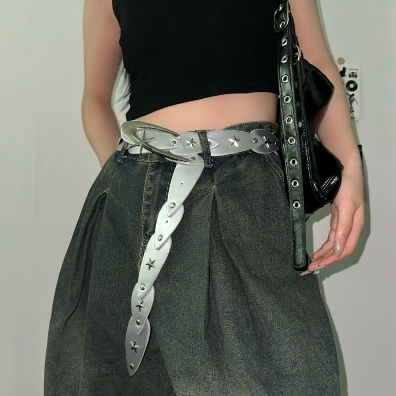 Kožni pojas od umjetne kože s kontrastnim nitima, punk-hip-hop stil, unisex, svakodnevni streetwear, 110 cm