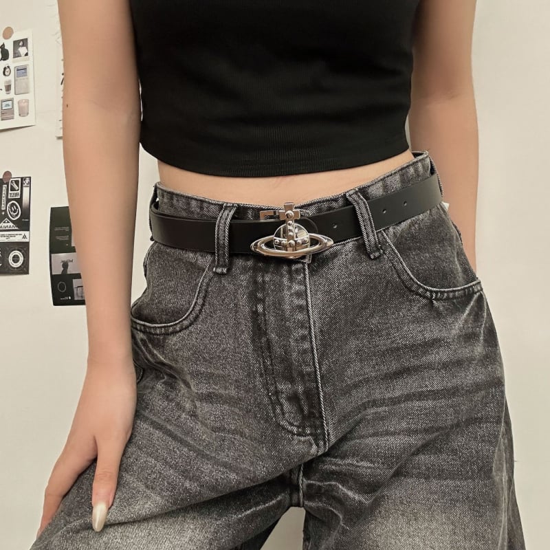 Kožni pojas od umjetne kože s kontrastnim nitima, punk-hip-hop stil, unisex, svakodnevni streetwear, 110 cm