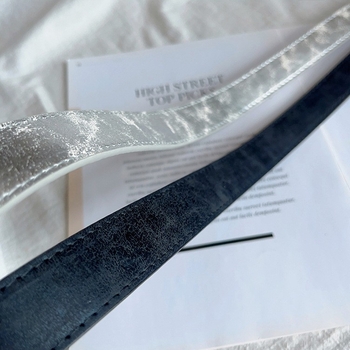 Ženski minimalistički PU kožni remen, crno-sivi, za putovanja