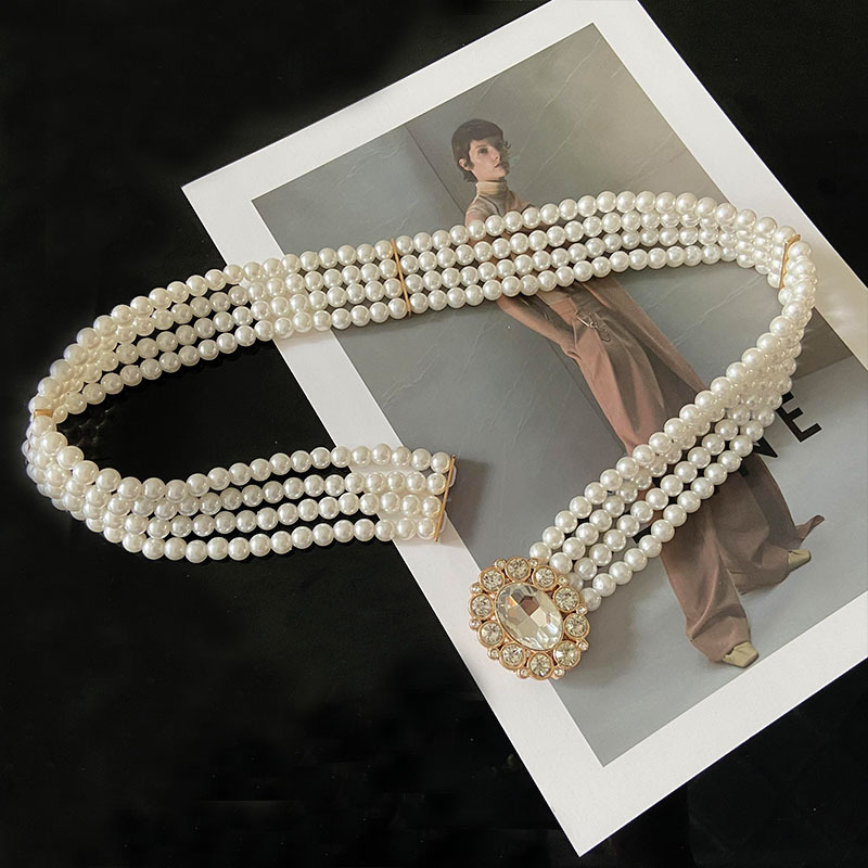 Nova biserna pojas za žene – modni lanac za struk s perlama i kristalima, elastičan
