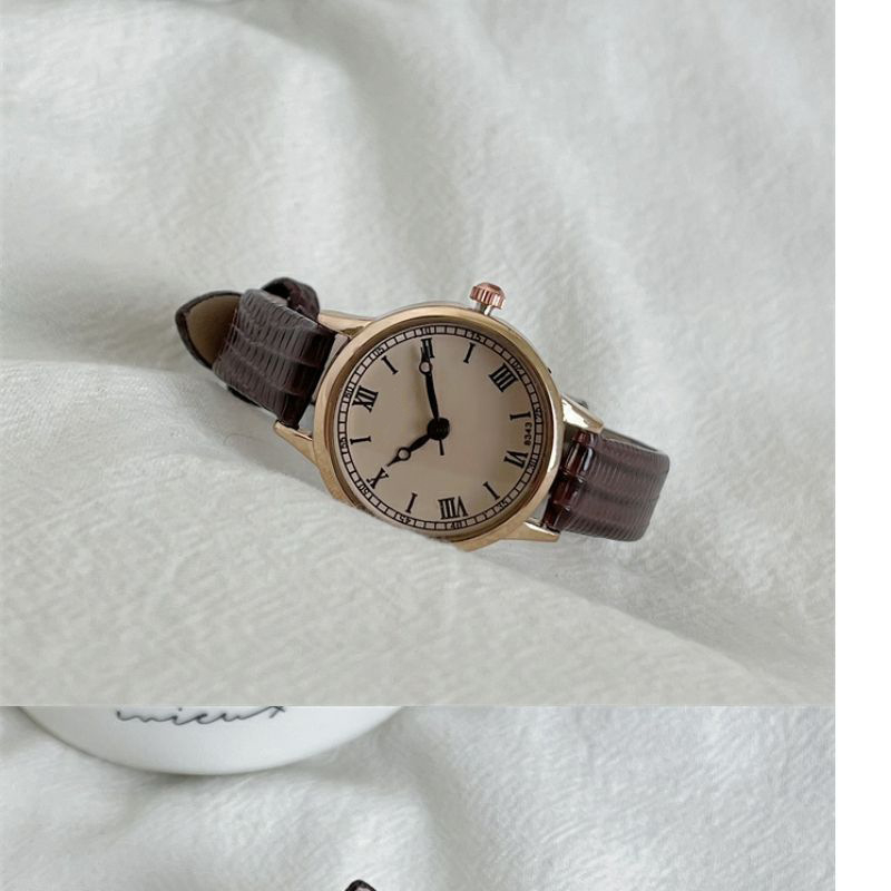 Ženski kvarcni sat s kožnim remenom, retro, minimalistički dizajn, lagani luksuz, korejskog stila, izuzetan model