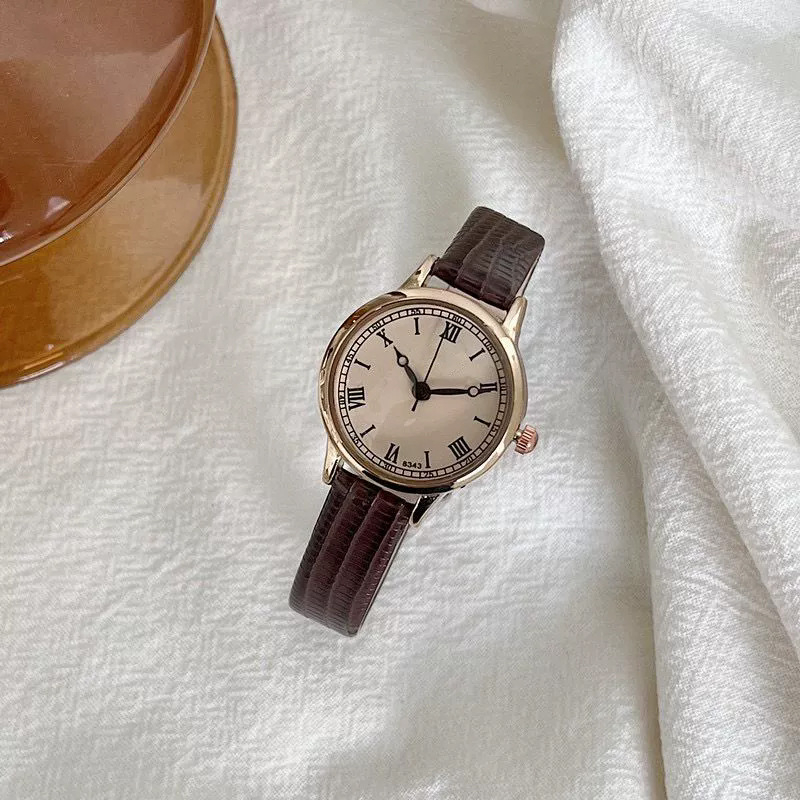 Ženski kvarcni sat s kožnim remenom, retro, minimalistički dizajn, lagani luksuz, korejskog stila, izuzetan model