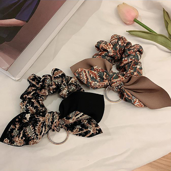 Korejski stil cvjetna mašna za kosu – elegantna tkaninska gumica za bun ili rep