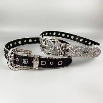 Ženski kaiš od umjetne kože sa strass kamenkama, široki kaiš s kopčom na pin, duljina 105 cm, širina 3,8 cm, svestran dodatak