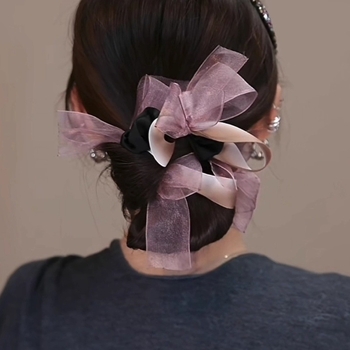 Svjetlucava luksuzna gumica za kosu s mašnicom za niski rep – profinjen, elastičan dodatak za kosu