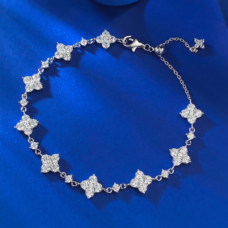 Mu Jing Jewelry S925 srebrna narukvica s dijamantnim cvjetnim motivom za žene