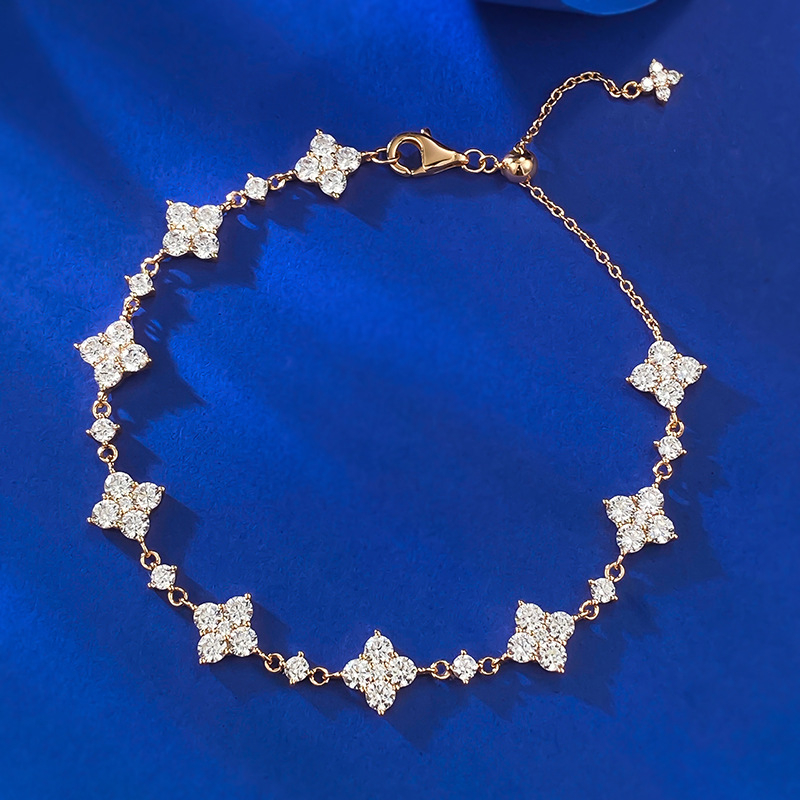 Mu Jing Jewelry S925 srebrna narukvica s dijamantnim cvjetnim motivom za žene
