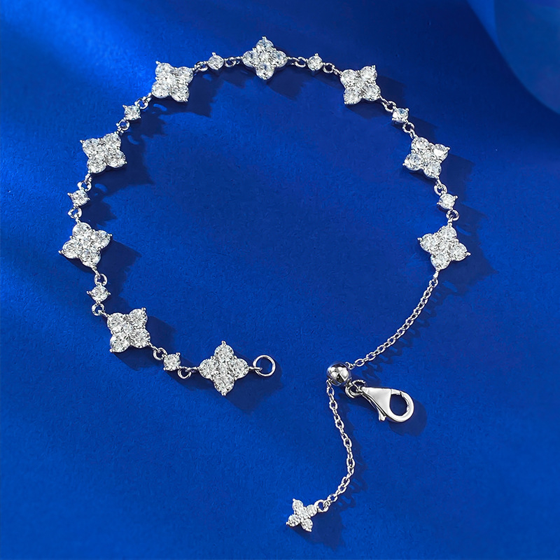 Mu Jing Jewelry S925 srebrna narukvica s dijamantnim cvjetnim motivom za žene