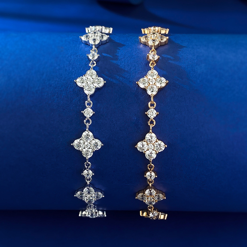 Mu Jing Jewelry S925 srebrna narukvica s dijamantnim cvjetnim motivom za žene