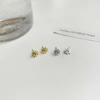 Sun stud naušnice za muškarce, kartilagijski studovi, 925 srebra, minimalistički dizajn
