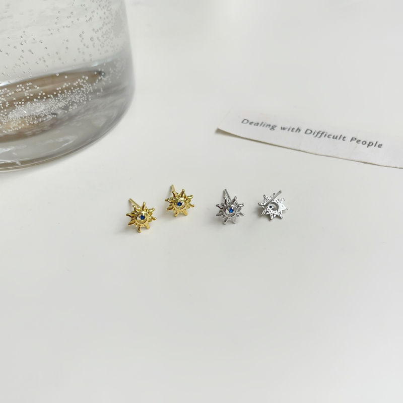 Sun stud naušnice za muškarce, kartilagijski studovi, 925 srebra, minimalistički dizajn