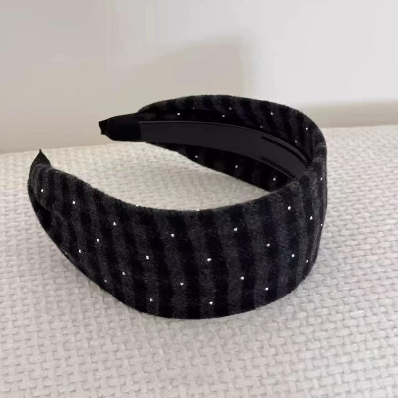 Čelenka sa kristalima u korejskom stilu, široka traka, jednostavan i elegantan dodatak s kariranim uzorkom
