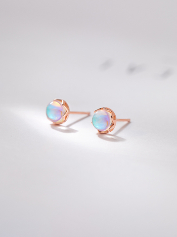 Naušnice od S925 srebra sa mjesečevim kamenom, spiralne naušnice za uho, unisex, minimalistički dizajn