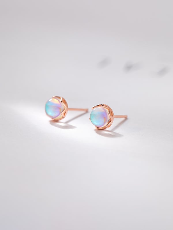 Naušnice od S925 srebra sa mjesečevim kamenom, spiralne naušnice za uho, unisex, minimalistički dizajn