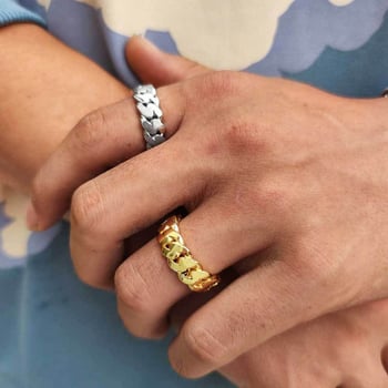 8 mm sjajni kubanski prsten s bakrenim premazom i završnim 18K zlatom, unisex hip-hop stil dodatak