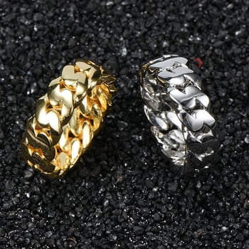 8 mm sjajni kubanski prsten s bakrenim premazom i završnim 18K zlatom, unisex hip-hop stil dodatak
