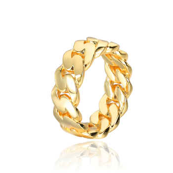 8 mm sjajni kubanski prsten s bakrenim premazom i završnim 18K zlatom, unisex hip-hop stil dodatak