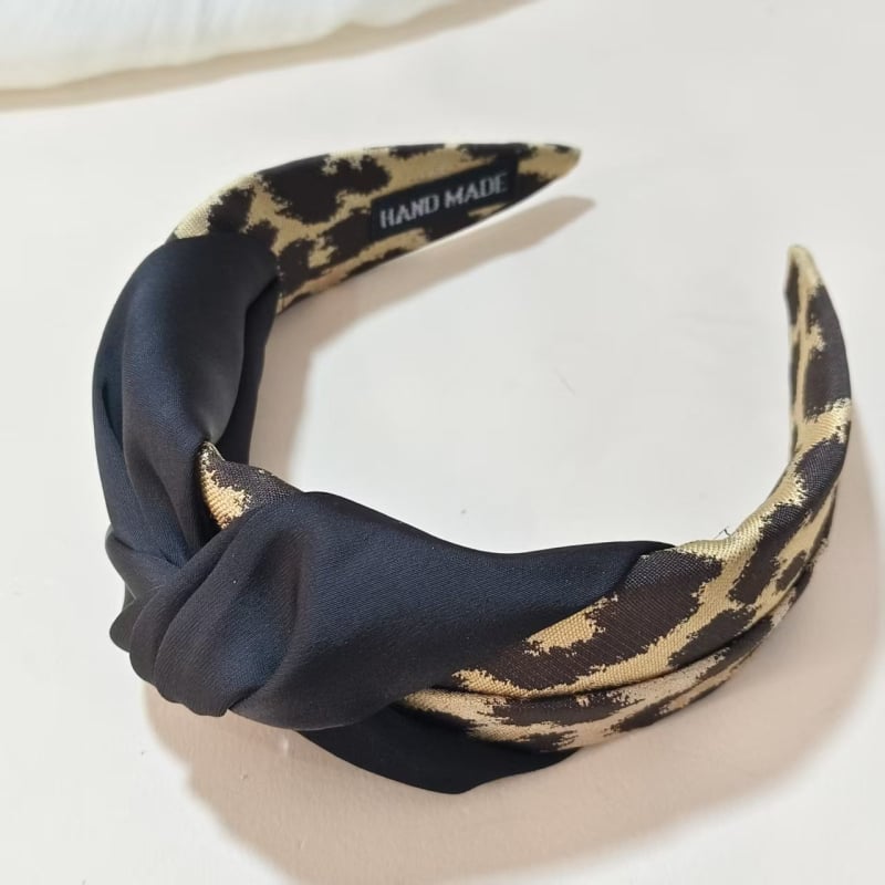 Ženska traka za kosu s smeđim leopard uzorkom, novi vrhunski dizajn, debeli retro dodatak za pranje lica, jesen-zima