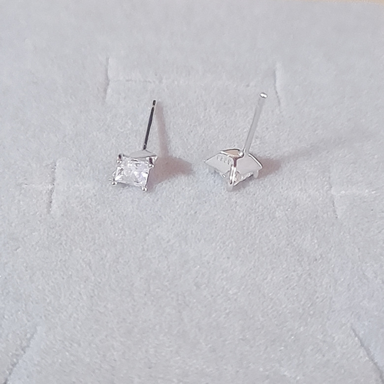 Naušnice od srebra 925 s kubnim cirkonijem, pravokutnog oblika, unisex