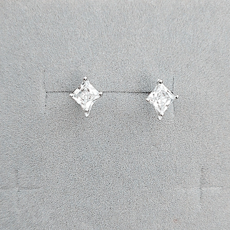 Naušnice od srebra 925 s kubnim cirkonijem, pravokutnog oblika, unisex