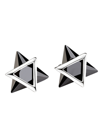 Naušnice od srebra 925, unisex, crni geometrijski trokut, hip-hop stil, moda 2022