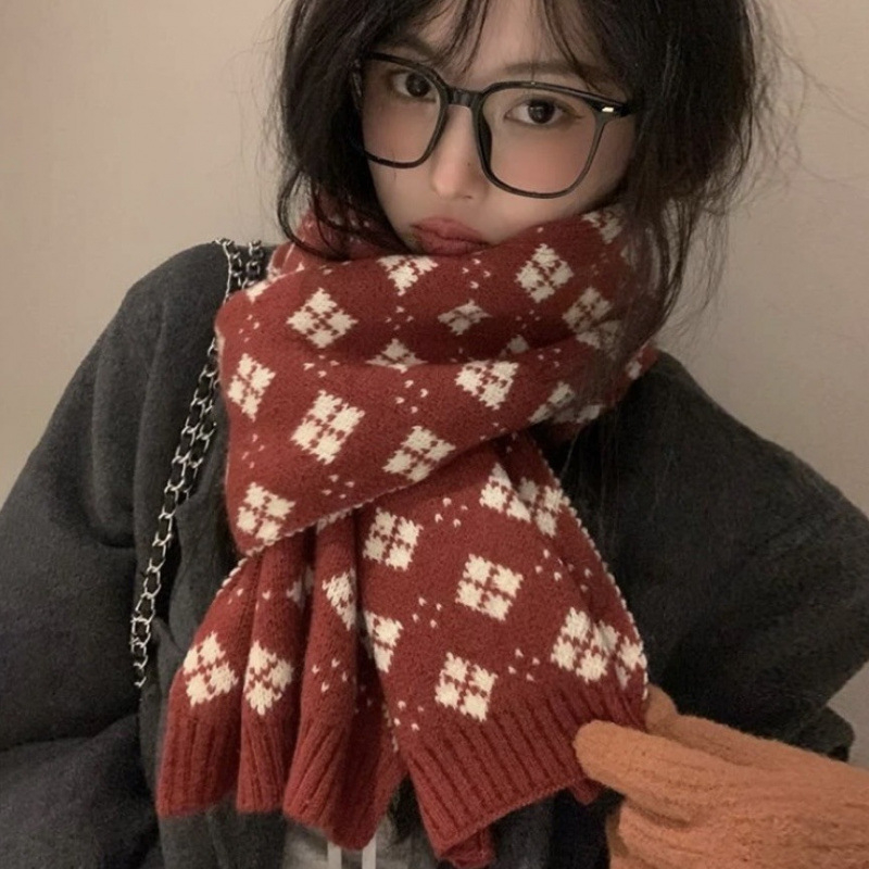 Božićni pleteni šal za žene, topao i svestran za jesen i zimu, korejski stil vuneni šal za studente, parove i muškarce