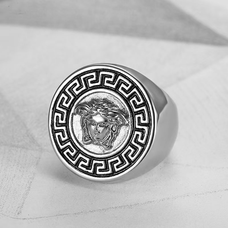 Prsten od nehrđajućeg čelika, vakuumski pozlaćen, s bojom očuvanom, nadahnut antičkom grčkom mitologijom, hip-hop stil, unisex