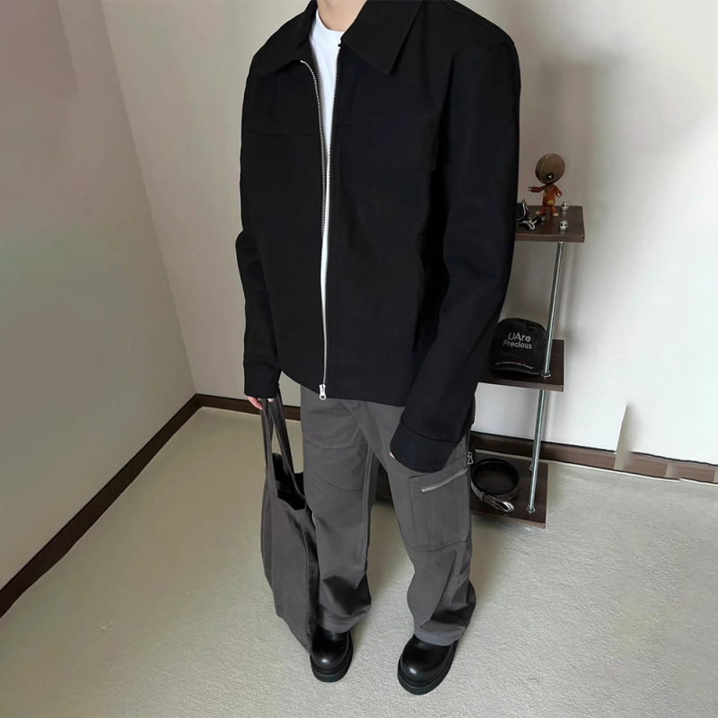 Crna Cleanfit jakna, uski kroj, muška, proljeće–jesen, casual baseball stil