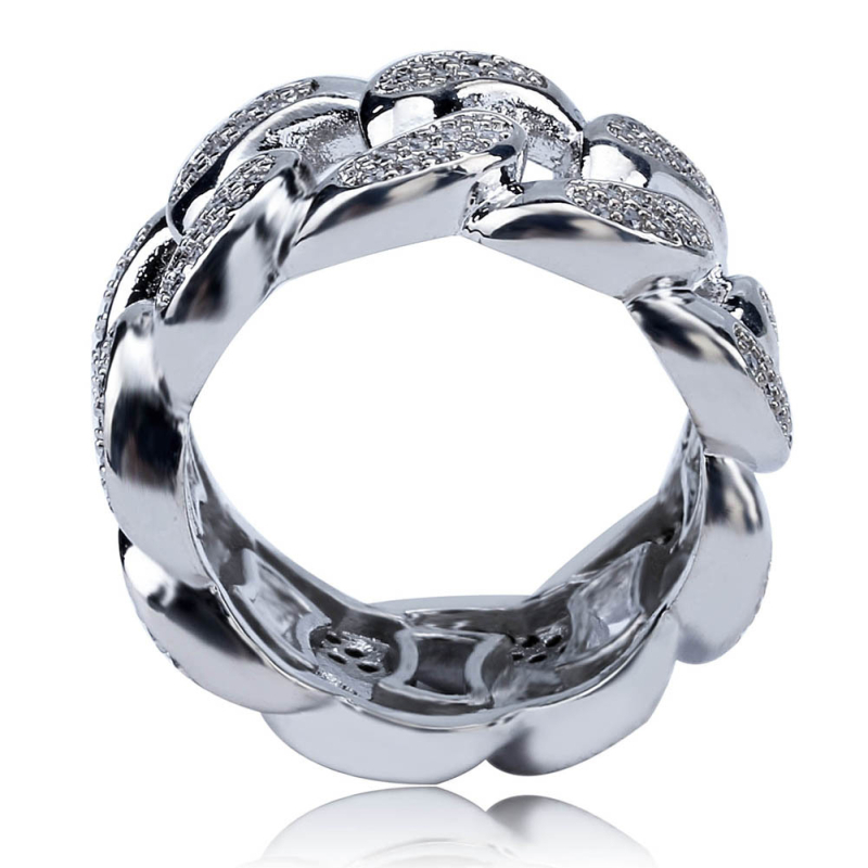 Prsten kubanskog stila s mikro ugrađenim cirkonijima za muškarce i žene