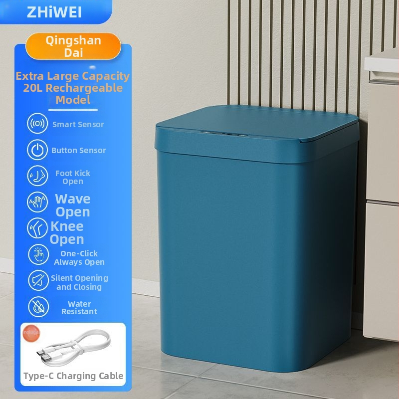 Inteligentný odpadkový kôš so senzorom a vekom, plneautomatický, 4 l kapacita, na domáce použitie – kuchyňa, kúpeľňa, spálňa, obývacia izba, napájaný zo zásuvky