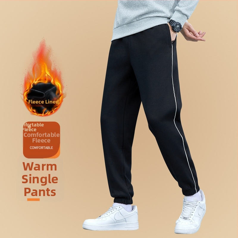 Zimné unisex tepláky s fleecovou podšívkou, voľný strih, plus veľkosť, na outdoorové športy a bežné nosenie, s manžetami