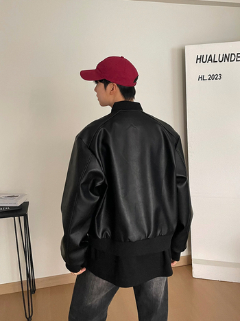 Oversize улично яке с винтидж мотоциклетен стил за мъже, пролет и есен