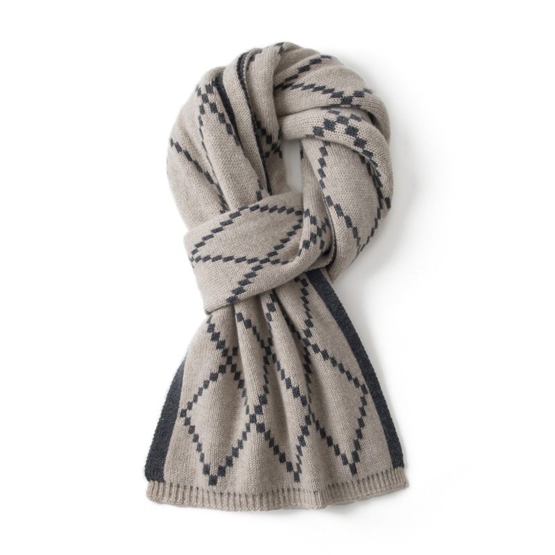 100% kasmír sál Fair Isle mintával, diamant mintázatú kockás dizájn, őszi-téli szezonra, uniszex
