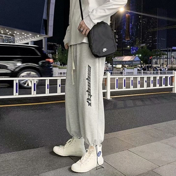 Muške opuštene sportske hlače s ravnim krojem, košarkaški stil, cropped, casual