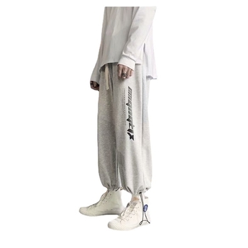 Muške opuštene sportske hlače s ravnim krojem, košarkaški stil, cropped, casual