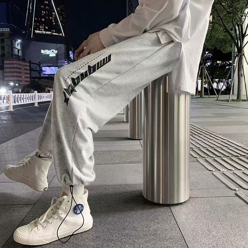 Muške opuštene sportske hlače s ravnim krojem, košarkaški stil, cropped, casual
