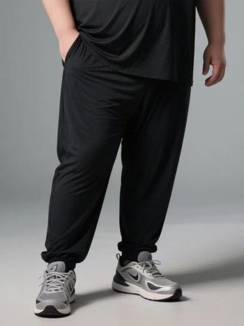 Férfiaknak nagy méretű, könnyű jogger nadrág, egyszínű, rugalmas, minimalist, mindennapi sportos hosszú nadrág