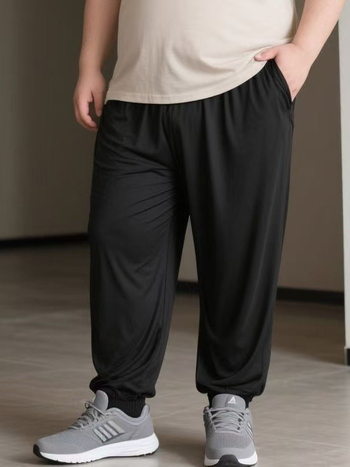 Férfiaknak nagy méretű, könnyű jogger nadrág, egyszínű, rugalmas, minimalist, mindennapi sportos hosszú nadrág