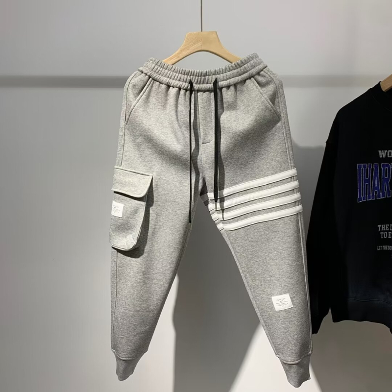 Nove jesensko-zimske hlače od teške tkanine sa četiri pruge, za mlade muškarce, američki stil, blago široke, jogger kroj, dužina do gležnja