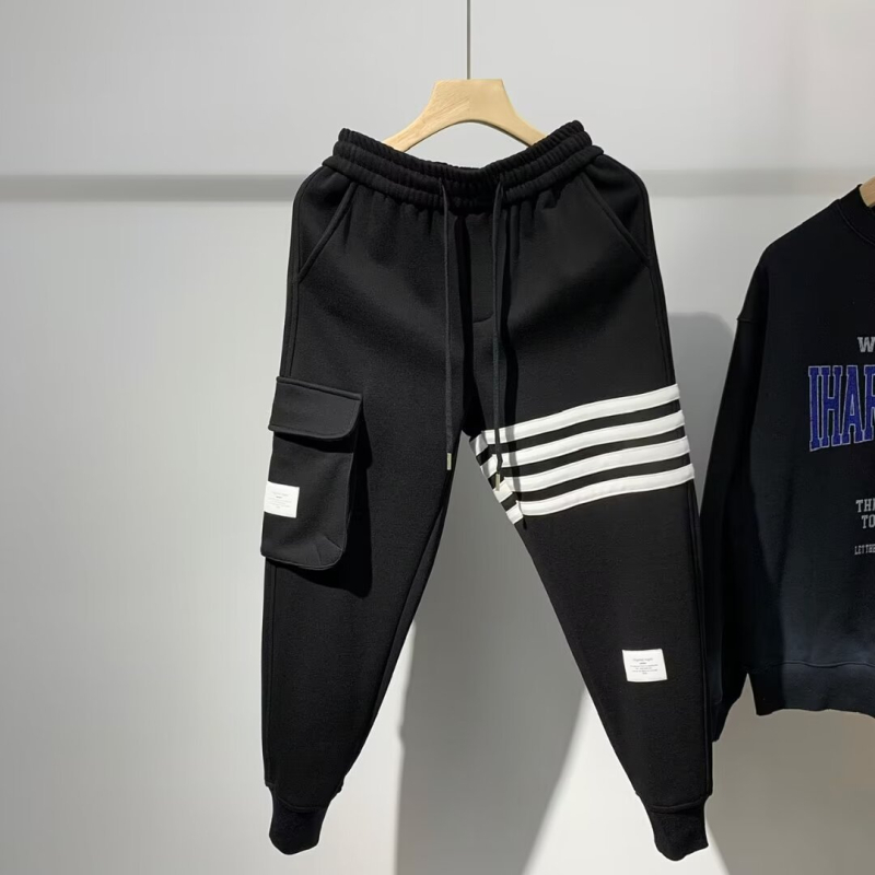 Nove jesensko-zimske hlače od teške tkanine sa četiri pruge, za mlade muškarce, američki stil, blago široke, jogger kroj, dužina do gležnja