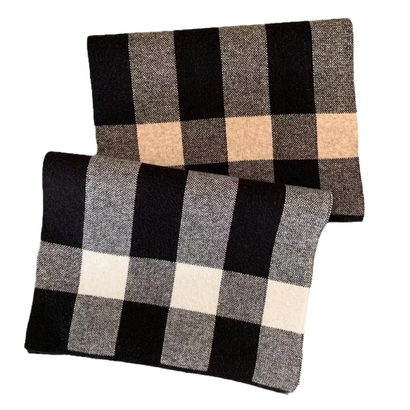 Wisa muški zimski karirani pleteni šal, otporan na vjetar i topao, 30 x 180 cm, produženog kroja, svestran