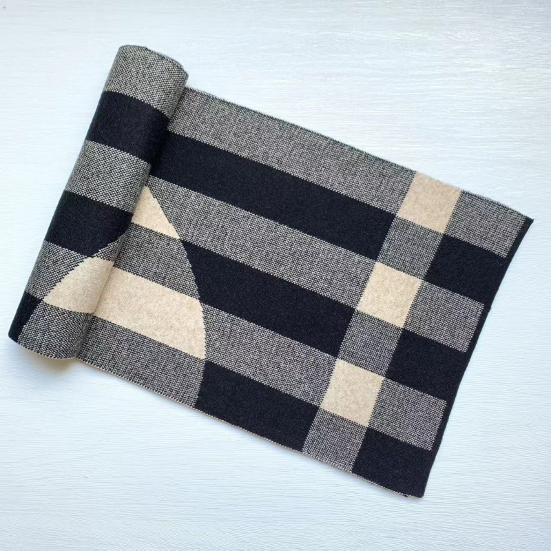 Wisa muški zimski karirani pleteni šal, otporan na vjetar i topao, 30 x 180 cm, produženog kroja, svestran