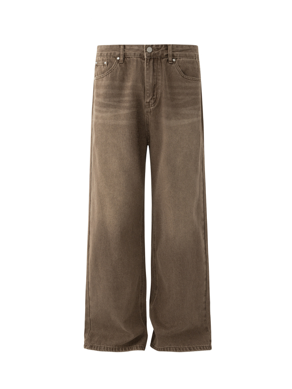 MYQ retro traperice za muškarce, stonewashed, jesenske široke ravne hlače, korejski stil, casual