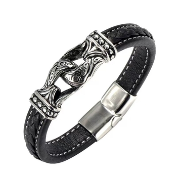 Europsko-američka retro narukvica od nehrđajućeg čelika s graviranim uzorkom i vikingskim motivom, unisex kožna narukvica, personalizirani dizajn