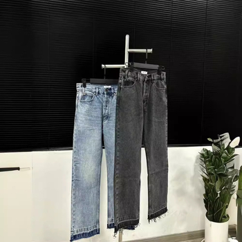RDT мъжки дънки Cleanfit синьо с ресни, стил 507, винтидж измиване