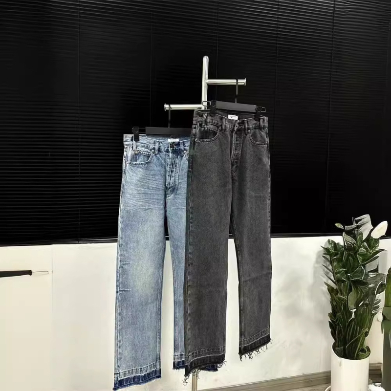 RDT мъжки дънки Cleanfit синьо с ресни, стил 507, винтидж измиване