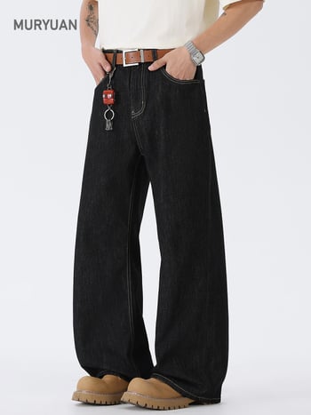 Unisex crne sirove traperice u američkom stilu, opušteni ravni kroj, retro street široke nogavice